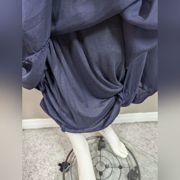 Bella Italy Navy Silk Layered Maxi Dress Sz M - Picture 10 of 12